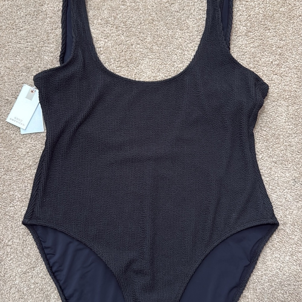 NWT Good American Always Fits Modern Tank Black One Piece Swimsuit Size 7/8 - Picture 3 of 8